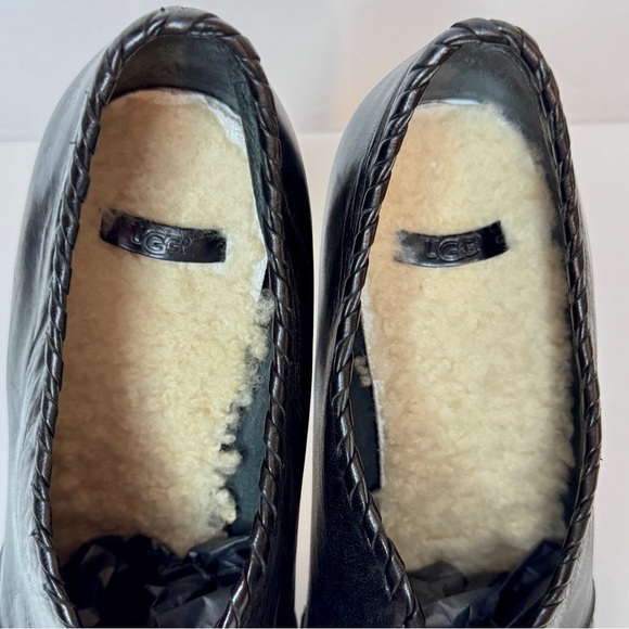 ✨ HOST PICK ✨UGG Jamison Black Leather Platform Heeled Ankle Booties Women’s 8.5 - Picture 10 of 11